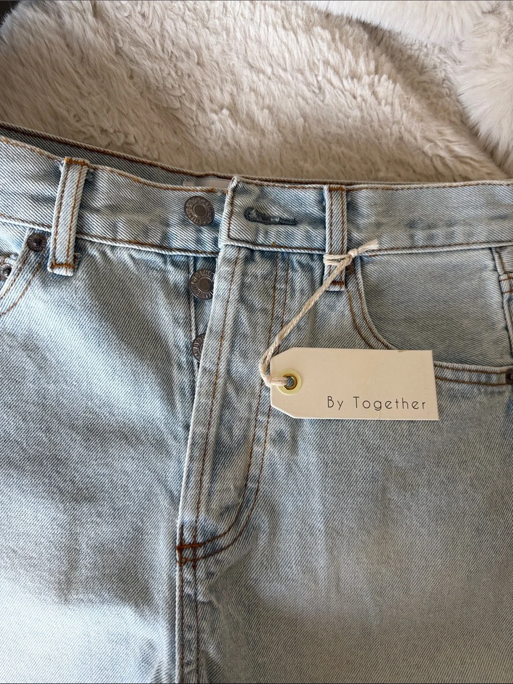 Jean Shorts Frayed High Rise Light Wash Denim Cutoff